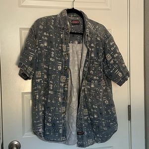 Coleman denim fisherman print shirt men’s size large